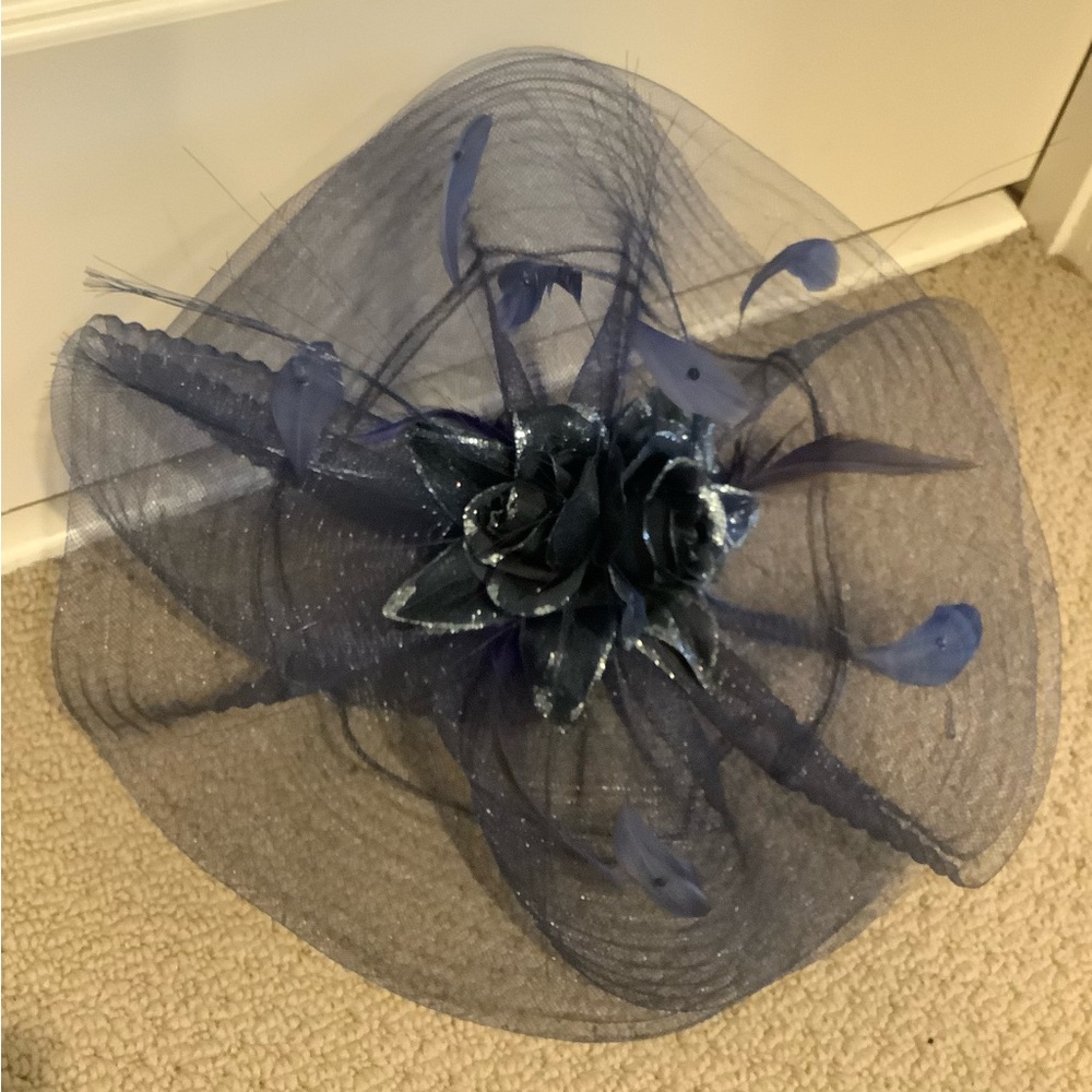 Elegant Navy Blue Floral Fascinator